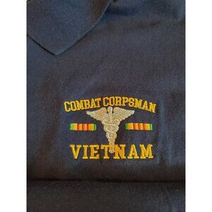 Hanes "Combat Corpsman Vietnam" Polo Men's Size 2XL Navy shirt